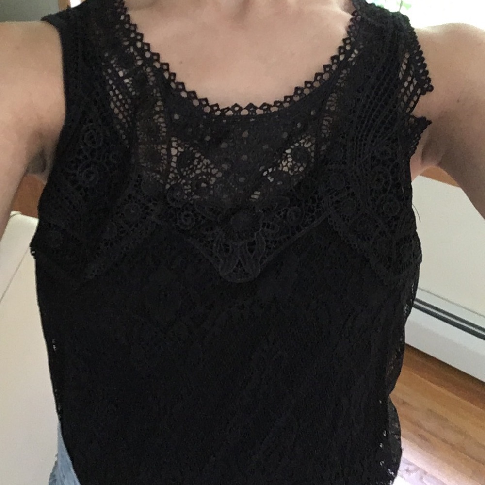 Black Lace Top - Large (fits like small)